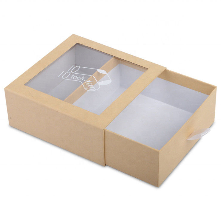 Wholesale Custom Logo Recycled Materials High-end socks pvc gift box with window drawer packaging box